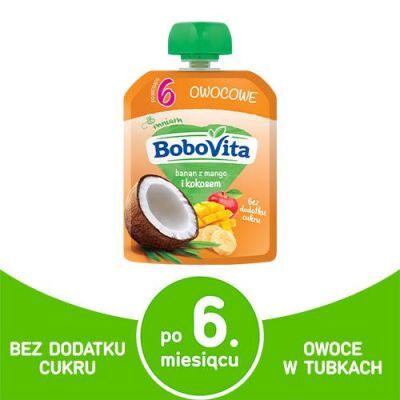BoboVita Mus banan z mango i mleko kokosowe - 80g