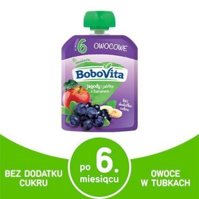 BoboVita Mus jagody, jabłka, banan - 80g KRÓTKA DATA 24.01.2026