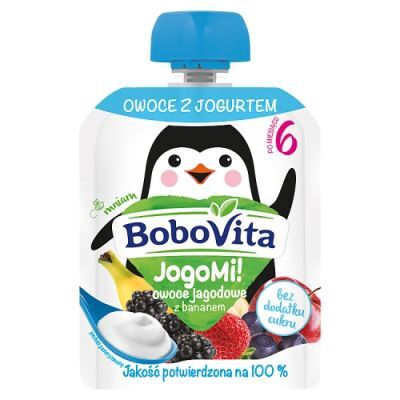 BoboVita Mus JogoMi! Owoce z jogurtem owoce jagodowe banan po 6. miesiącu, 80 g