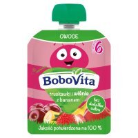 BoboVita Mus truskawka, wiśnie, banan - 80g