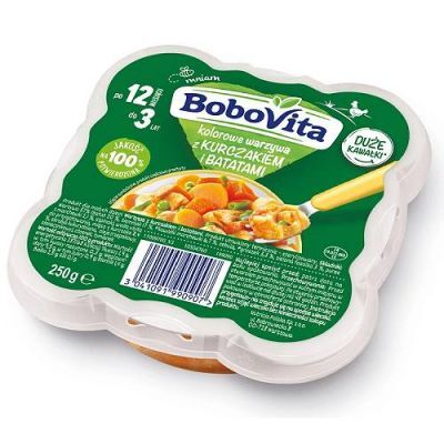 BoboVita Obiadek kolorowe warzywa z kurczakiem i batatami, 250 g