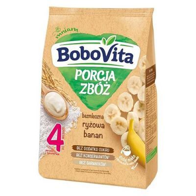 BoboVita Porcja Zbóż Bezmleczna kaszka ryżowa z bananem 4m+, 170 g