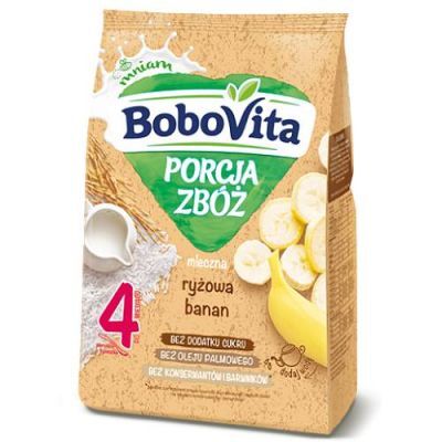 BoboVita Porcja Zbóż Mleczna kaszka ryżowa z bananem 4m+, 210 g