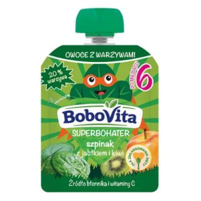 BoboVita Superbohater Mus szpinak z jabłkiem i kiwi po 6 miesiącu, 80 g