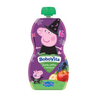 BoboVita Świnka Peppa Mus jagody i jabłka z bananem po 6 miesiącu, 100 g