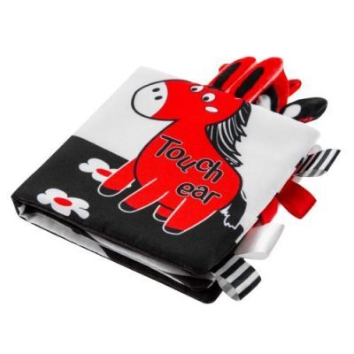 BOCIOLAND Miękka szeleszcząco-grzechocząca książeczka kontrastowa Konik