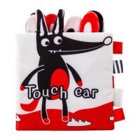 BOCIOLAND Miękka szeleszcząco-grzechocząca książeczka kontrastowa Wilk