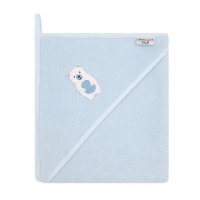 Bocioland Okrycie kąpielowe z kapturem niebieskie miś polarny 80 x 80 cm, 1 szt.