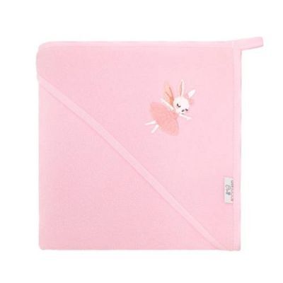 Bocioland Okrycie kąpielowe z kapturem różowe króliczek 100 x 100 cm, 1 szt.