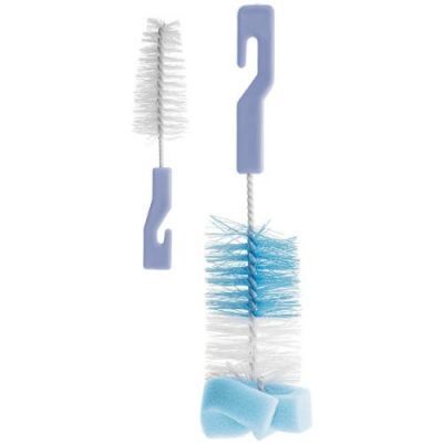 BOCIOLAND Szczotka do butelek i smoczków z gąbką Niebieska