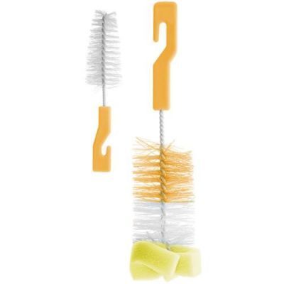 BOCIOLAND Szczotka do butelek i smoczków z gąbką Pomarańczowa