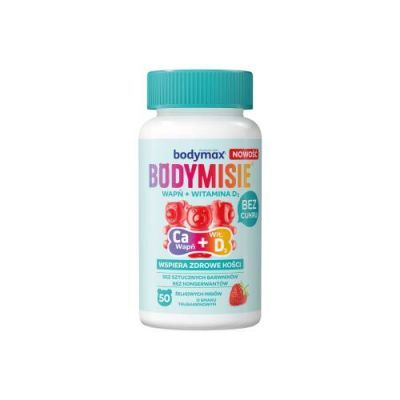 Bodymax Bodymisie Wapń + Witamina D3 żelki o smaku truskawkowym, 50 szt.
