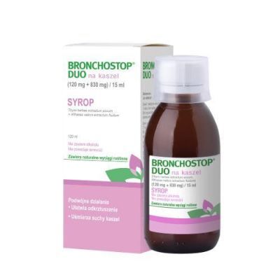 BRONCHOSTOP Duo - Lek na kaszel bogaty w wyciąg z tymianku i prawoślazu 120 ml KRÓTKA DATA 31.05.2026