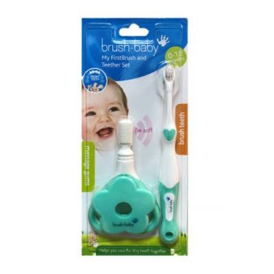 BRUSHBABY TeetherSet Zestaw na ząbkowanie (0-18 m) miętowy - 1 zestaw