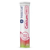 CALCIUM 300 + VIT. C smak poziomkowy 20 tabletek musujących
