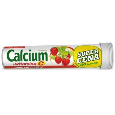 CALCIUM 300 + VIT. C smak poziomkowy 20 tabletek musujących