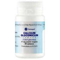 CALCIUM GLUCONICUM FARMAPOL 45 mg jonów wapnia 50 tabletek