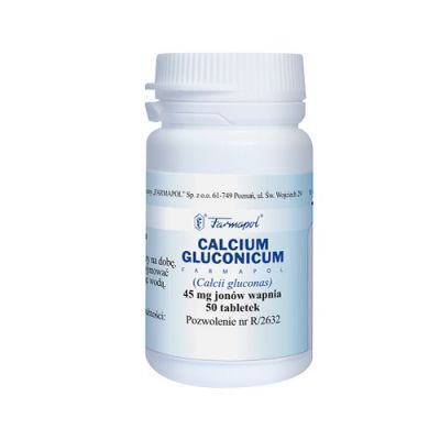 CALCIUM GLUCONICUM FARMAPOL 45 mg jonów wapnia 50 tabletek