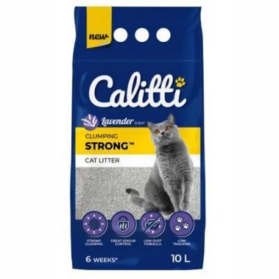 Calitti Strong Bentonitowy, mocno zbrylający, lawendowy żwirek dla kota, 10 l
