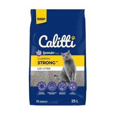 Calitti Strong Bentonitowy, mocno zbrylający, lawendowy żwirek dla kota, 25l