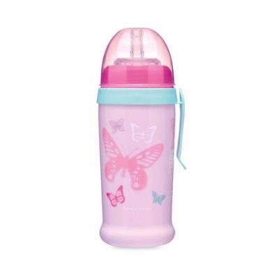 CANPOL BABIES Bidon niekapek BUTTERFLY różowy 12m+ 350ml 56/515
