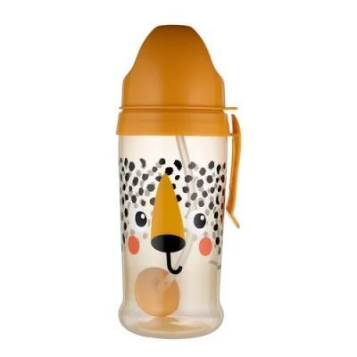 Canpol Babies Bidon niekapek z rurką i odważnikiem BabiesBoo gepard, 350 ml