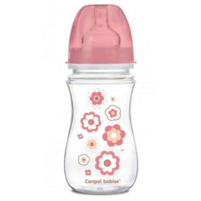 CANPOL BABIES Butelka Antykolkoa 3+Różowe Kwiaty - 240ml 35/217