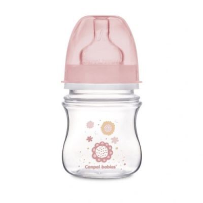 CANPOL BABIES Butelka Antykolkowa 0m+ Różowe kwiaty -120ml 35/216