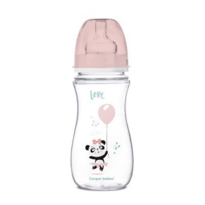 CANPOL BABIES Butelka Antykolkowa 12m+ różowa panda, 300ml 35/222