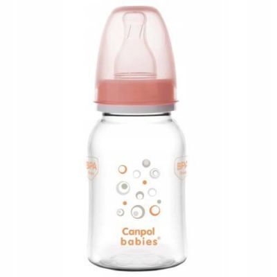 CANPOL BABIES Butelka LOVE&SEA 0m+ łososiowa, 120ml 59/300
