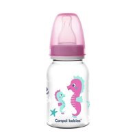 CANPOL BABIES Butelka LOVE&amp;SEA, 0m+ różowe koniki morskie, 120ml 59/300