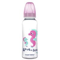 CANPOL BABIES Butelka LOVE&amp;SEA,12m+,różowa, koniki morskie 250ml 59/400