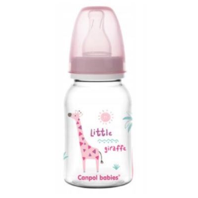 CANPOL BABIES Butelka wąska 120ml Africa Różowa żyrafa 0m+ 59/100