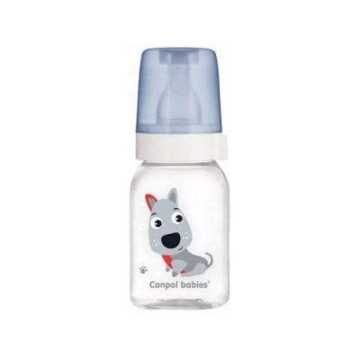 CANPOL BABIES Butelka wąska Cute Animals niebieski pies 0m+ 120ml 11/851
