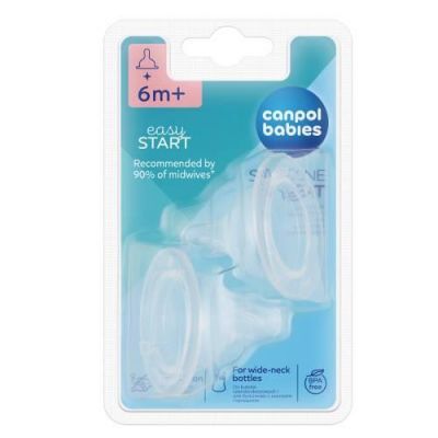 CANPOL BABIES EasyStart Smoczki silikonowe kaszka do butelki szerokiej, 2 sztuki 21/733