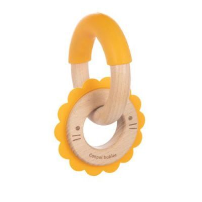 CANPOL BABIES Gryzak drewniano-silikonowy dla niemowląt LEW