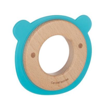 CANPOL BABIES Gryzak drewniano-silikonowy dla niemowląt MIŚ 80/304