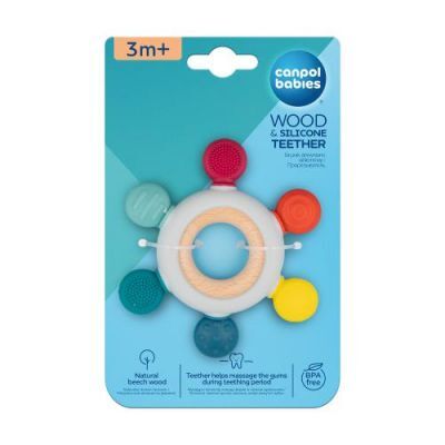 CANPOL BABIES Gryzak drewniano-silikonowy Ster, 1szt.