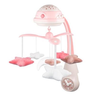 CANPOL BABIES Karuzela elektryczna z projektorem i pozytywką różowa