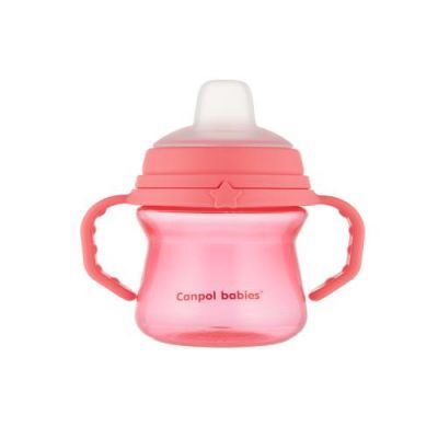 CANPOL BABIES Kubek niekapek z silikonowym ustnikiem FirstCup 150ml, różowy 56/614