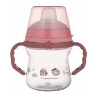 CANPOL BABIES Kubek z silikonowym ustnikiem FirstCup BONJOUR PARIS 150ml różowy
