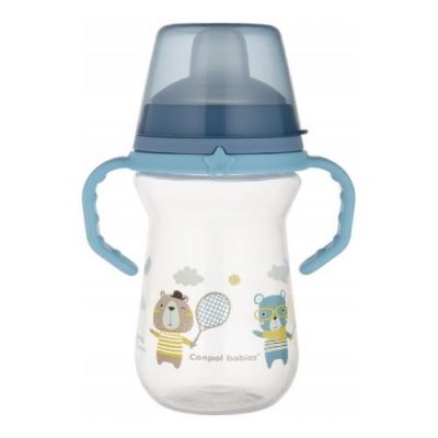 CANPOL BABIES Kubek z silikonowym ustnikiem FirstCup BONJOUR PARIS 250ml niebieski