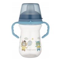 CANPOL BABIES Kubek z silikonowym ustnikiem FirstCup BONJOUR PARIS 250ml niebieski