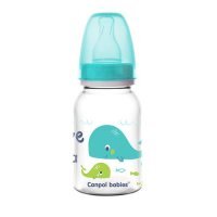 CANPOL BABIES LOVE &amp; SEA Butelka wąska 0m+ - turkusowa, 120ml