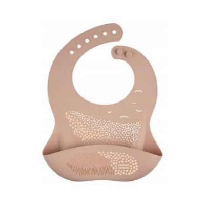 CANPOL BABIES Śliniak silikonowy z kieszonką beżowy, 1szt.