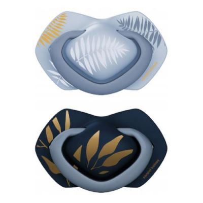 CANPOL BABIES Smoczek silikonowy symetryczny Light touch 18m+ GOLD 22/666_blu