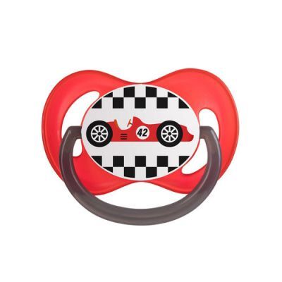 CANPOL BABIES Smoczek silikonowy symetryczny "Racing" - roz. A 0-6m Czerwony 22/571