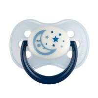 CANPOL BABIES Smoczek uspokajający kauczuk 0-6m okrągły Night Dreams 22/642 niebieski