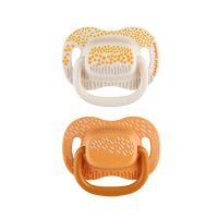 CANPOL BABIES Smoczek uspokajający silikonowy 0-6m Mountains żółte, 2szt.