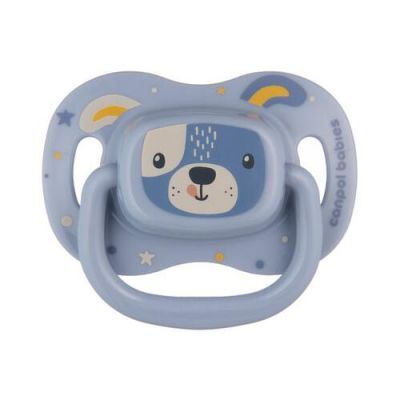 CANPOL BABIES Smoczek uspokajający silikonowy 0-6m symetryczny CUTE ANIMALS niebieski 34/924